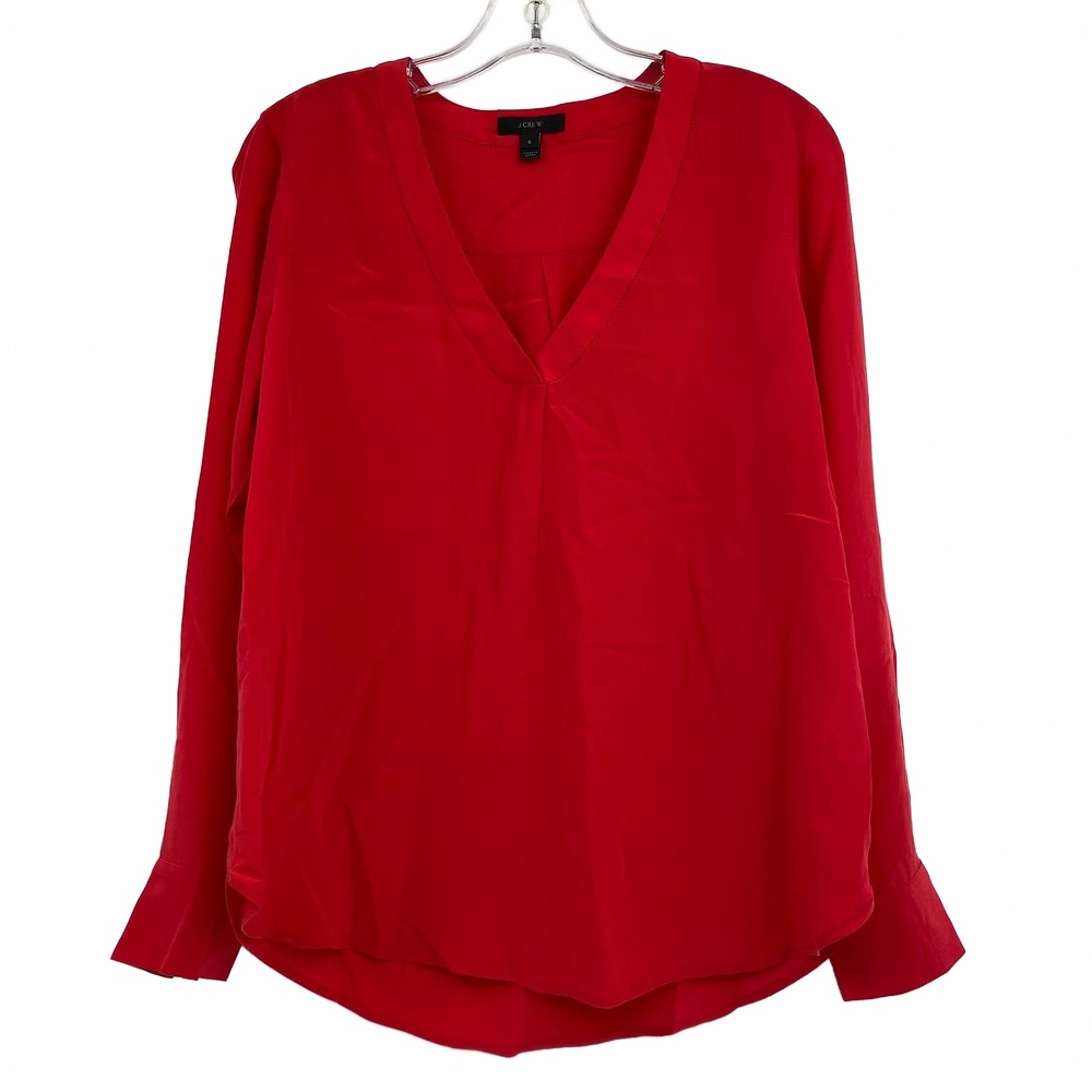J. Crew Red V-Neck Blouse | Womens 6